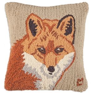 Fox Face Hooked Wool Pillow